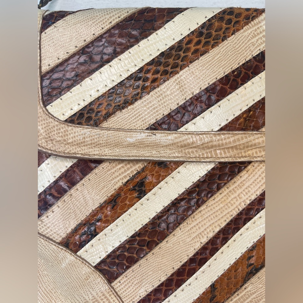 Oleg Cassini Vintage Snake Skin Patchwork Clutch - Picture 4 of 13